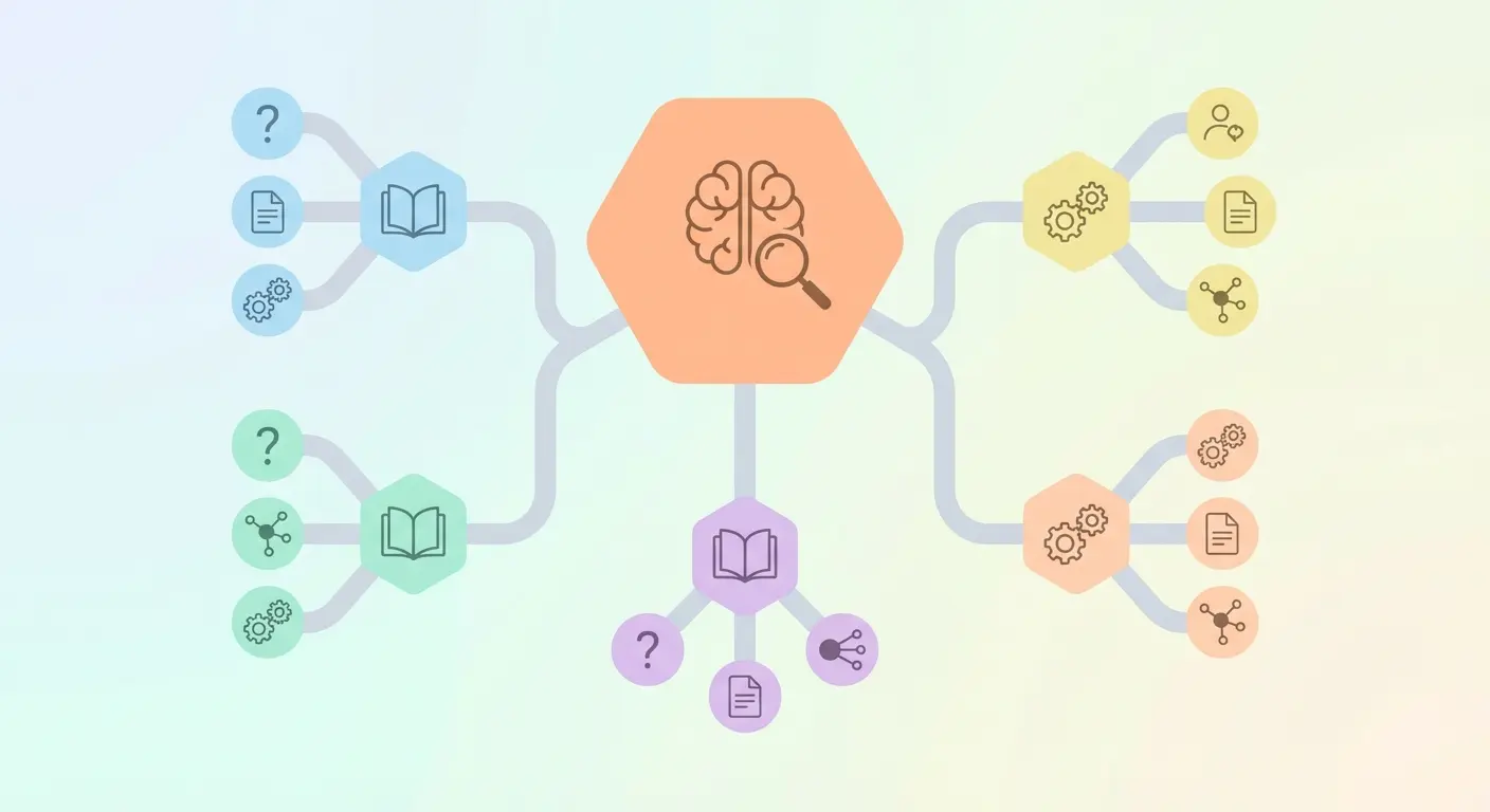 Topical map template structure diagram for SEO showing hierarchical content clusters and entity relationships for topical authority