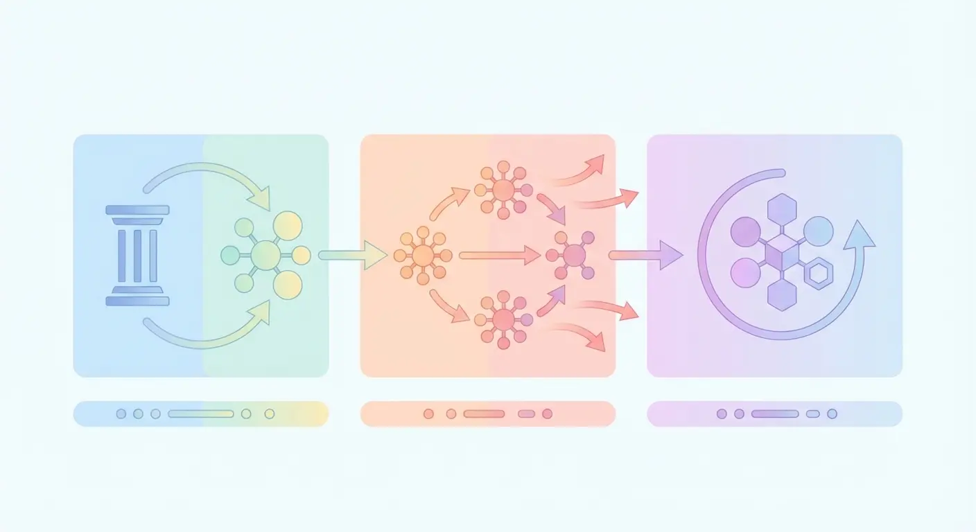 Three-phase AI SEO content schedule showing Foundation, Content Velocity, and Optimization phases across a 90-day workflow with pillar and cluster content icons