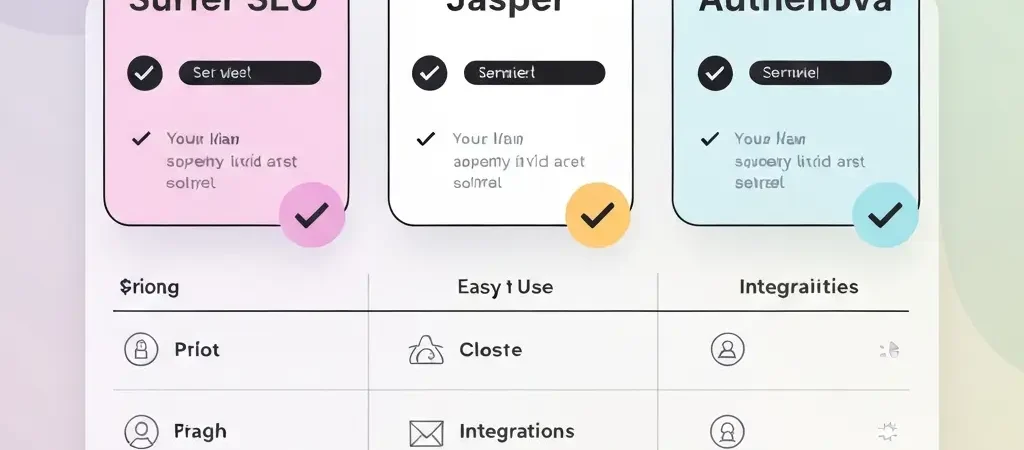 Surfer SEO vs Jasper vs Authenova 2026: Full Feature and Pricing Comparison
